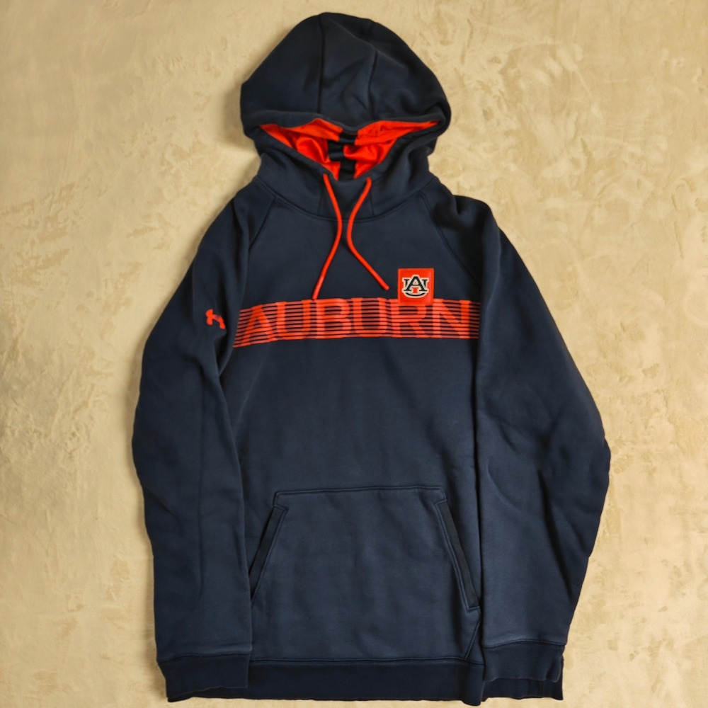 Under Armour Auburn Tigers Hoodie Mens XXL Navy Blue Orange Pullover Sweatshirt